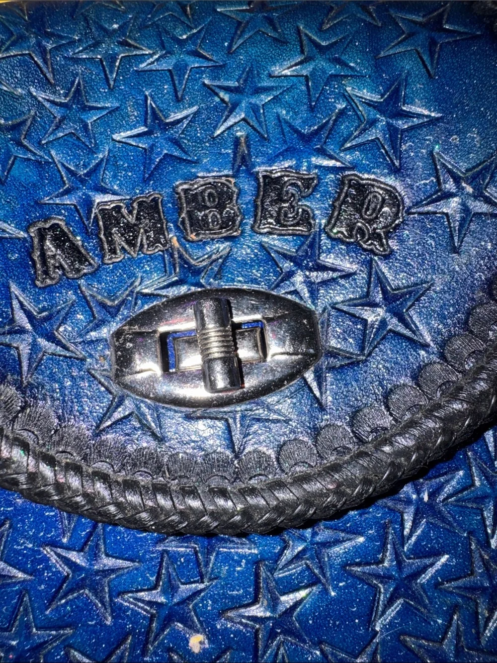 Navy Star Embossed “Amber” Crossbody Bag